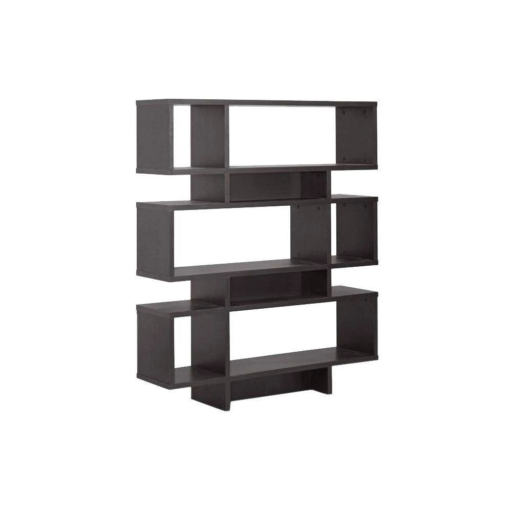 52.6 in. Dark Brown Wood 6-shelf Etagere Bookcase with Open Back by Baxton Studio - Image 6