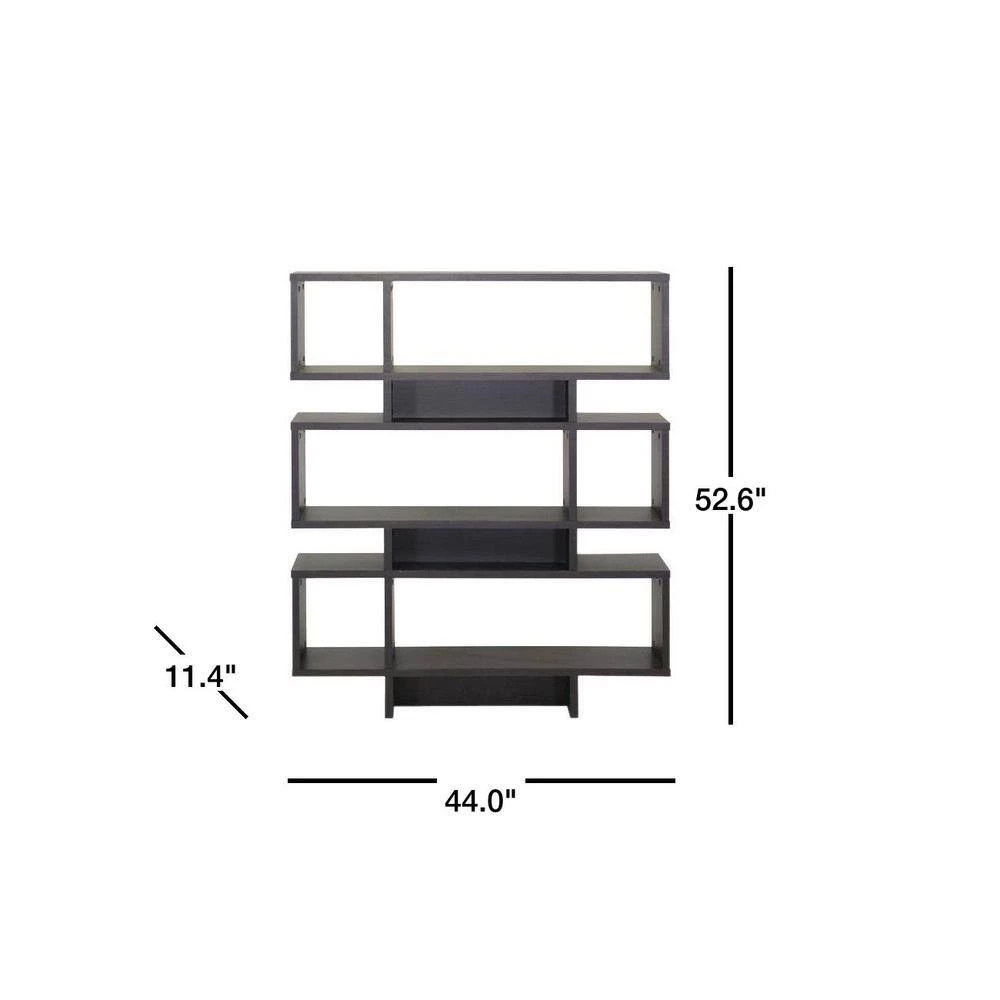 52.6 in. Dark Brown Wood 6-shelf Etagere Bookcase with Open Back by Baxton Studio - Image 3
