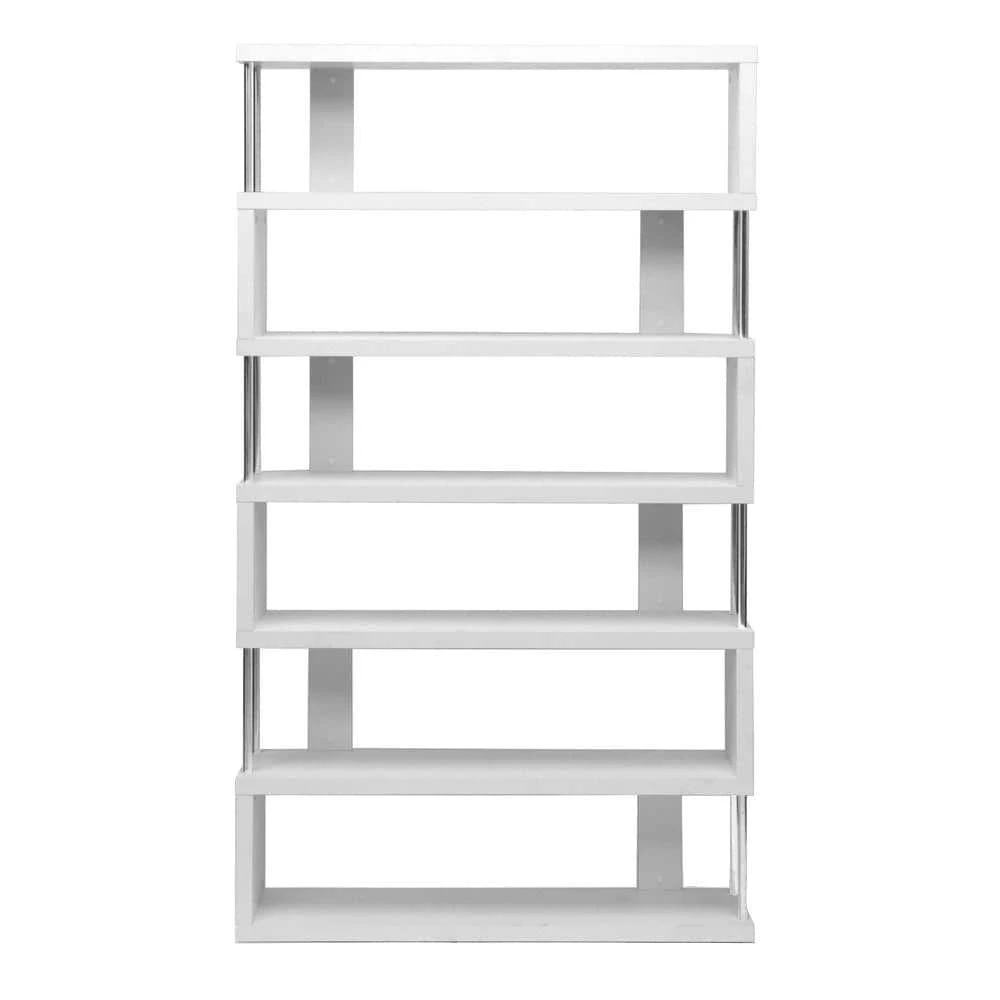 75.5 in. White Wood 6-shelf Accent Bookcase with Open Back by Baxton Studio - Image 5