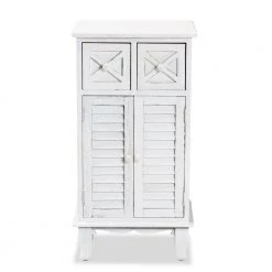 Moran Antique White Storage Cabinet with 2-Drawers by Baxton Studio