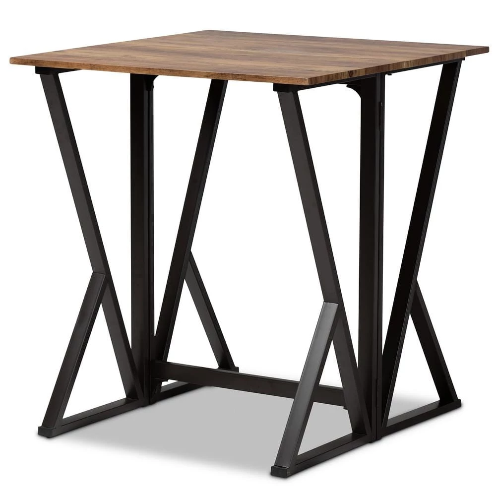 Richard 5-Piece Ash Walnut and Black Pub Set by Baxton Studio - Image 5