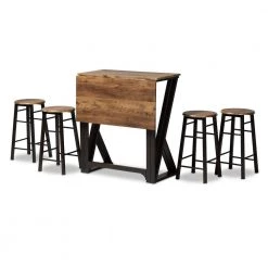 Richard 5-Piece Ash Walnut and Black Pub Set by Baxton Studio