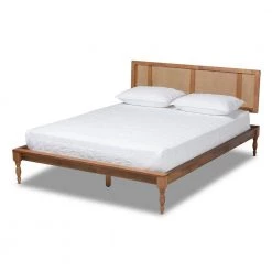 Romy Ash walnut Full Platform Bed by Baxton Studio