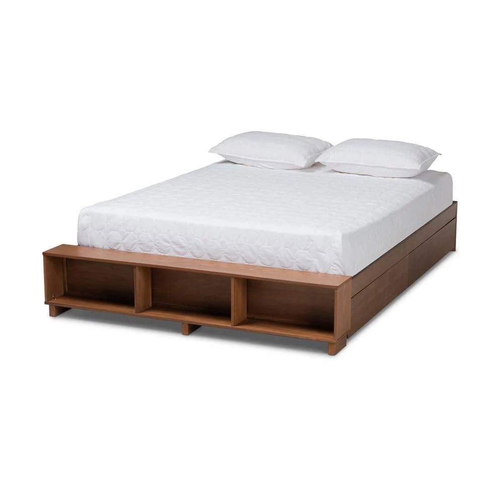 Arthur Ash Walnut Queen Platform Bed Frame by Baxton Studio - Image 3