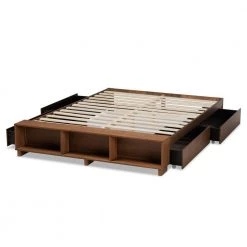 Arthur Ash Walnut Queen Platform Bed Frame by Baxton Studio