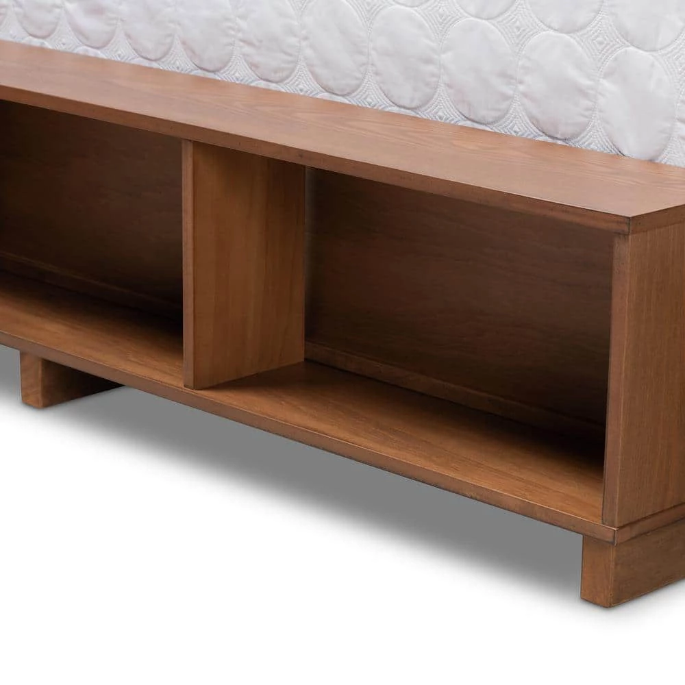 Arthur Ash Walnut Queen Platform Bed Frame by Baxton Studio - Image 6