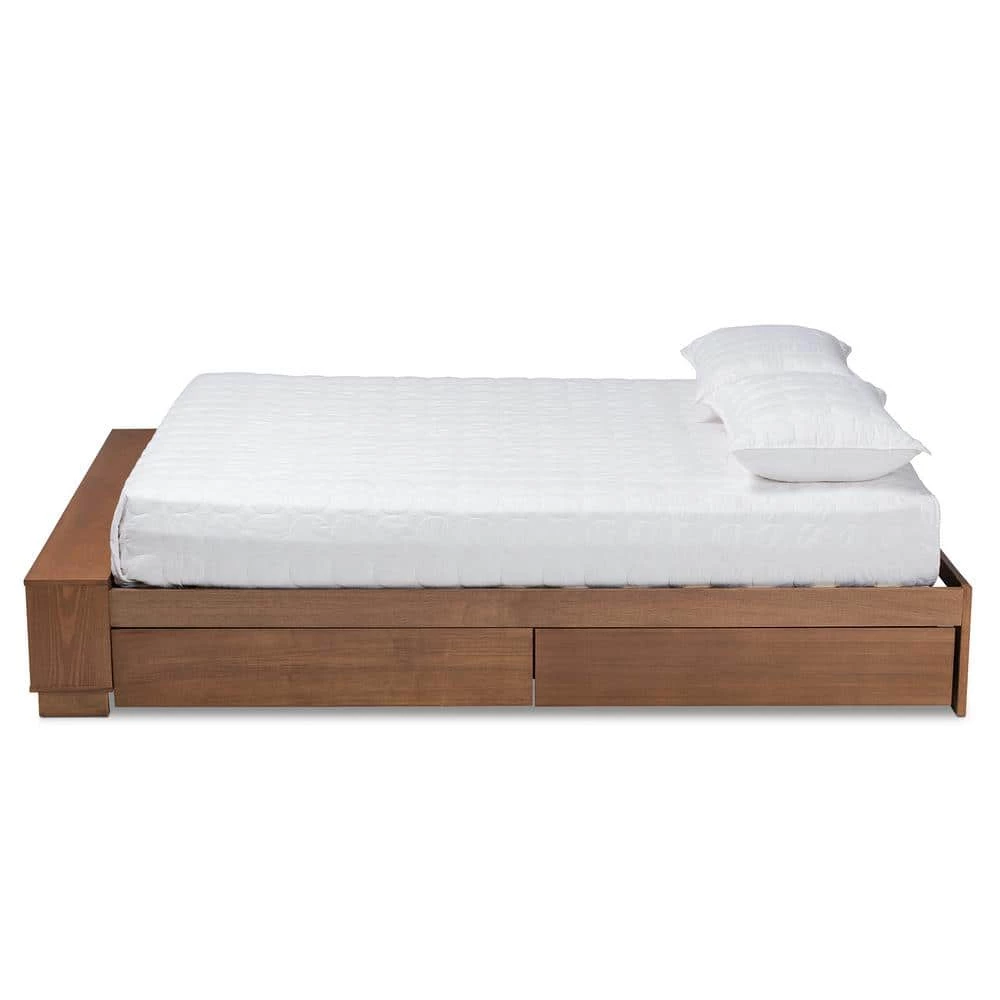 Arthur Ash Walnut Queen Platform Bed Frame by Baxton Studio - Image 2