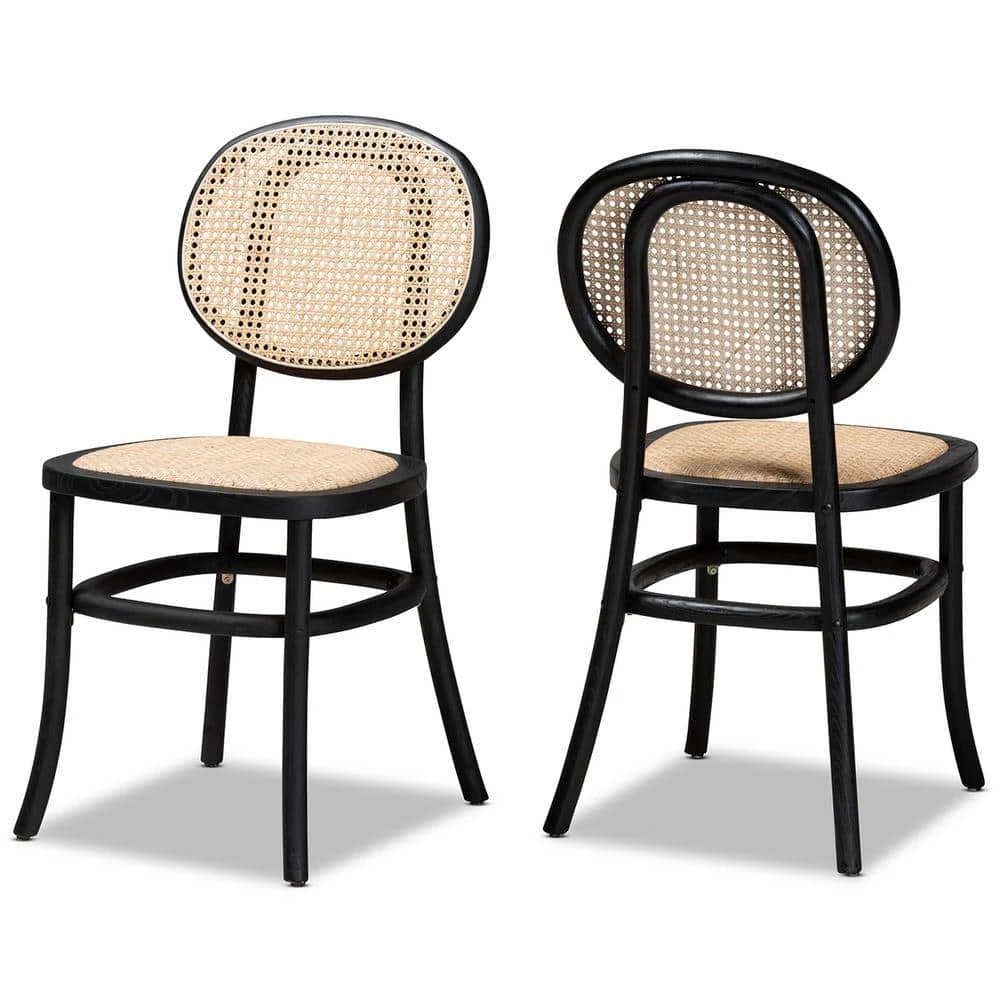 Garold Beige and Black Dining Chair (Set of 2) by Baxton Studio