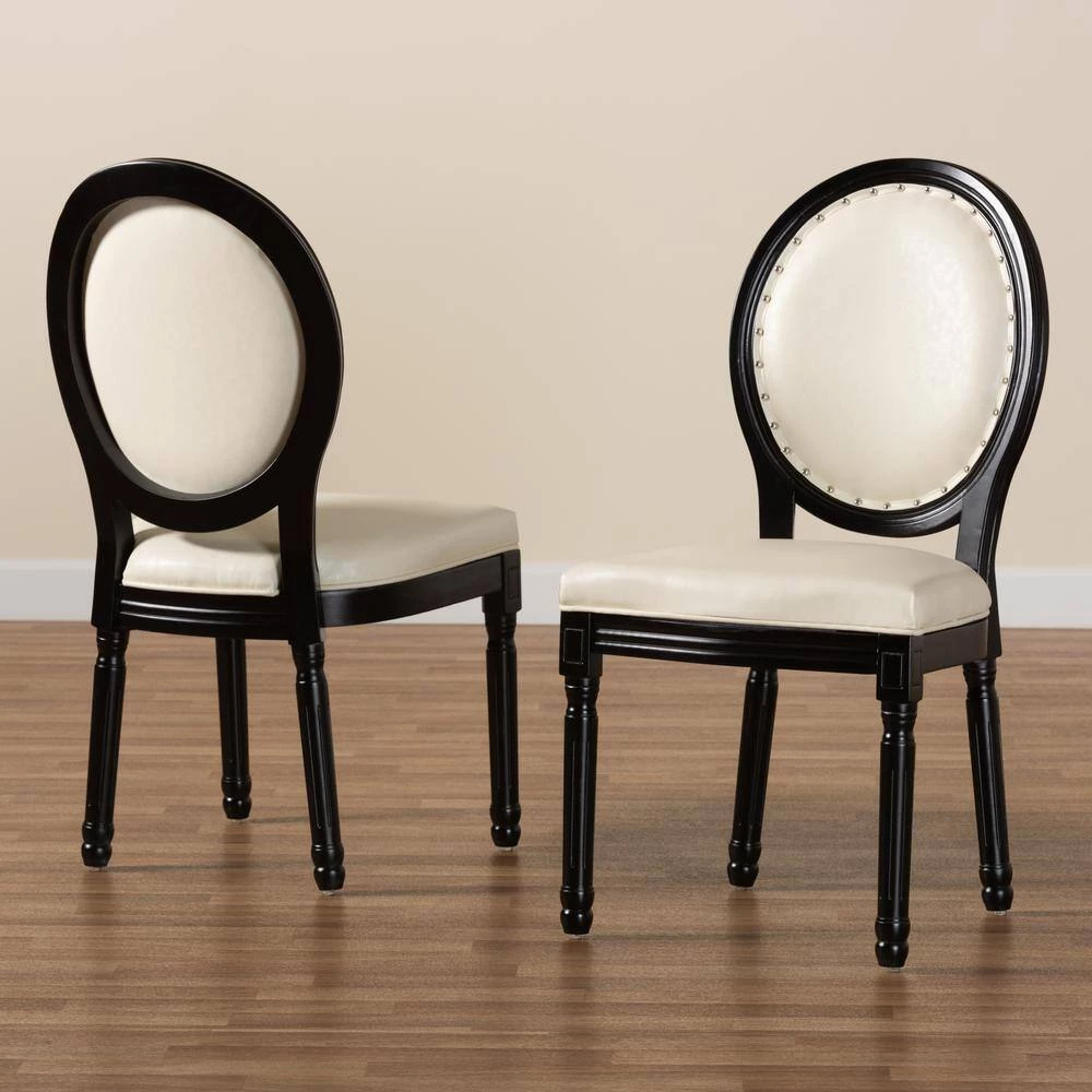 Louis Beige and Black Dining Chair (Set of 2) by Baxton Studio - Image 6