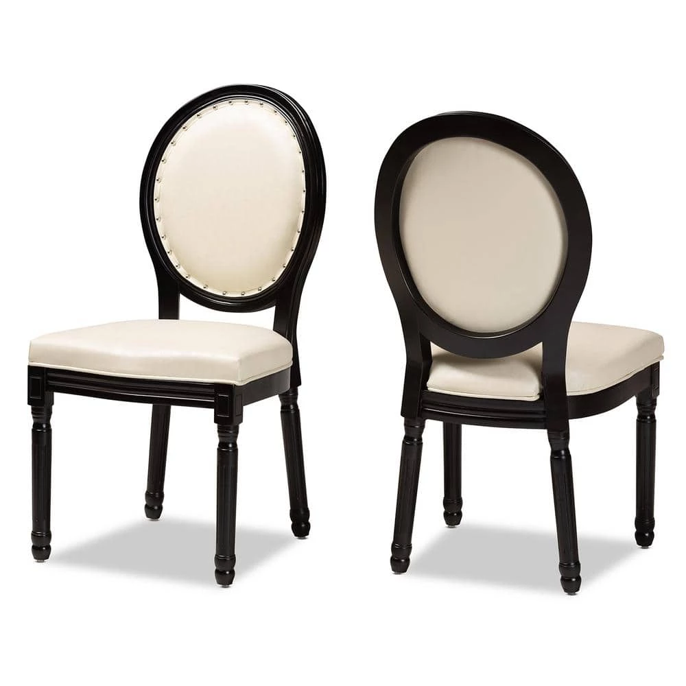 Louis Beige and Black Dining Chair (Set of 2) by Baxton Studio