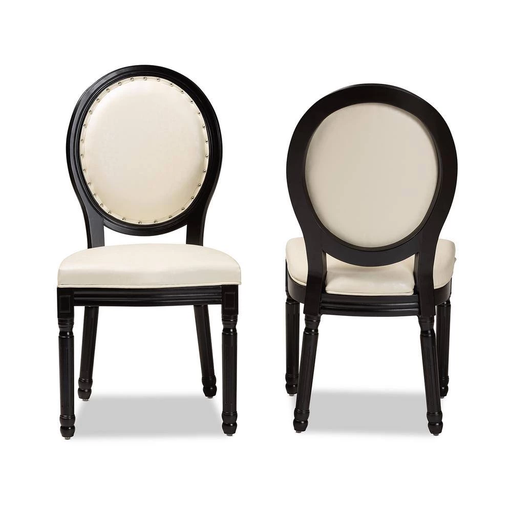 Louis Beige and Black Dining Chair (Set of 2) by Baxton Studio - Image 3
