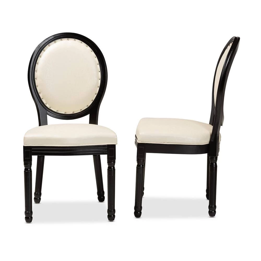 Louis Beige and Black Dining Chair (Set of 2) by Baxton Studio - Image 2