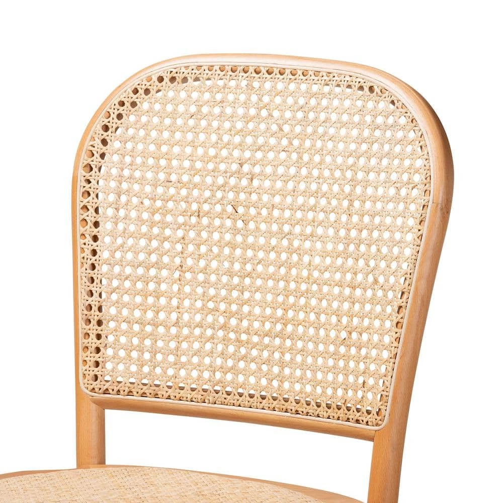 Vance 41.7 in. Beige and Natural Low Back Wood Frame Counter Height Bar Stool by Baxton Studio - Image 5