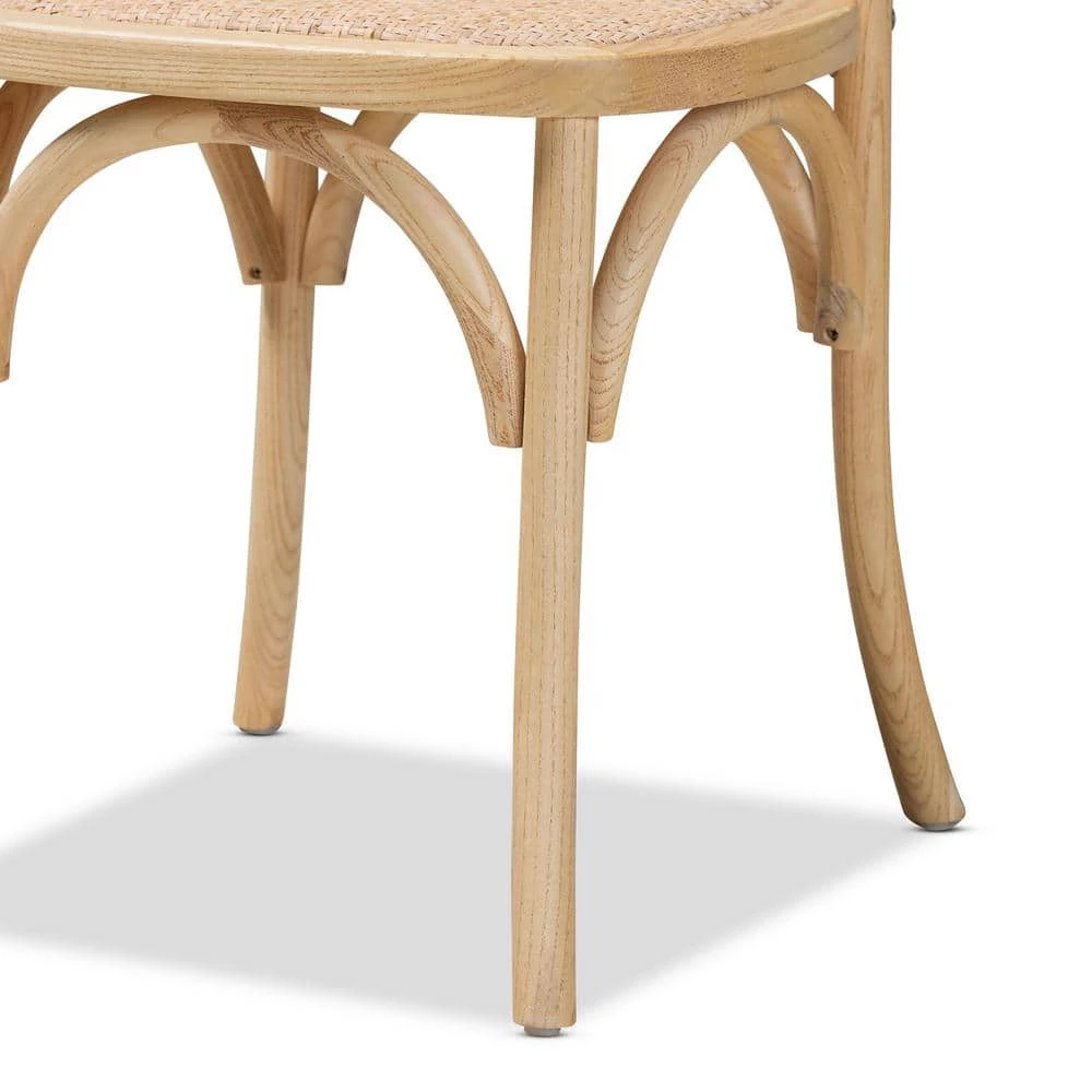 Fields Beige and Natural Dining Chair (Set of 2) by Baxton Studio - Image 5