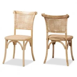 Fields Beige and Natural Dining Chair (Set of 2) by Baxton Studio