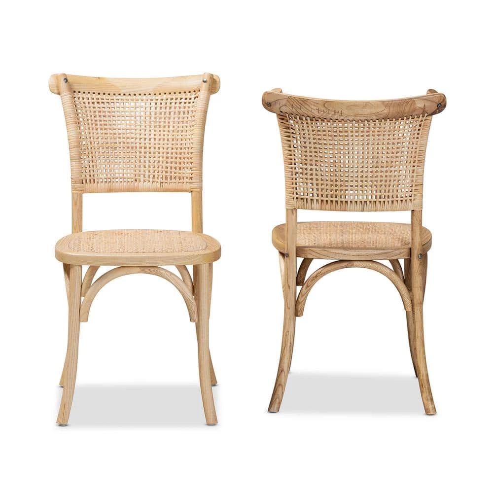 Fields Beige and Natural Dining Chair (Set of 2) by Baxton Studio - Image 3