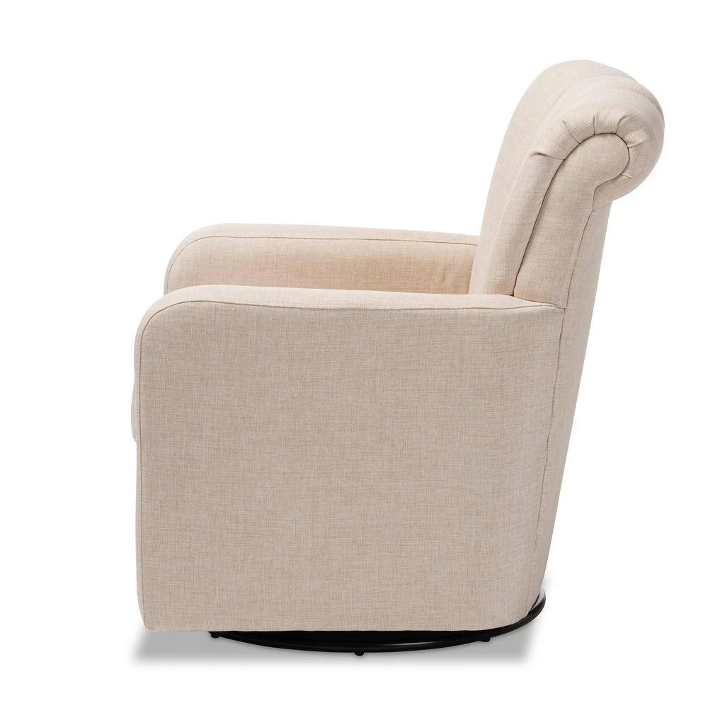 Rayner Beige Fabric Swivel Chair by Baxton Studio - Image 6