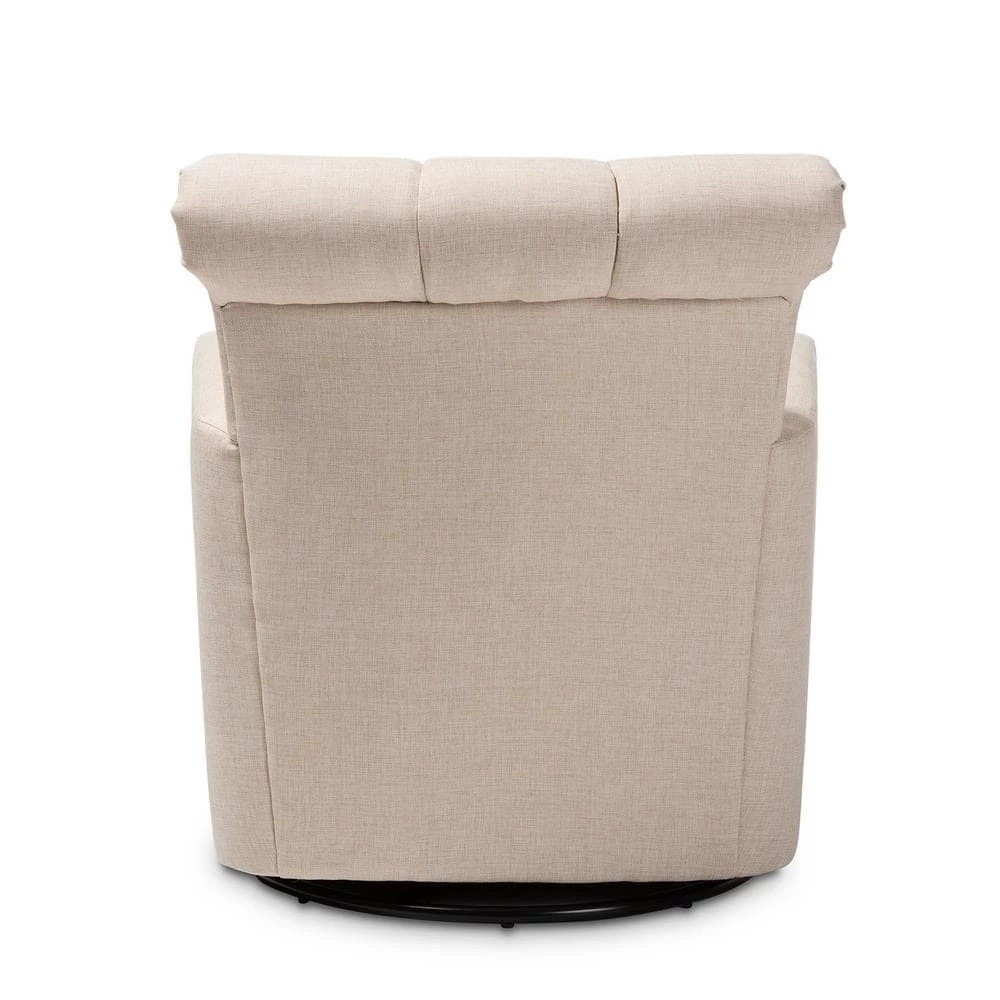 Rayner Beige Fabric Swivel Chair by Baxton Studio - Image 7