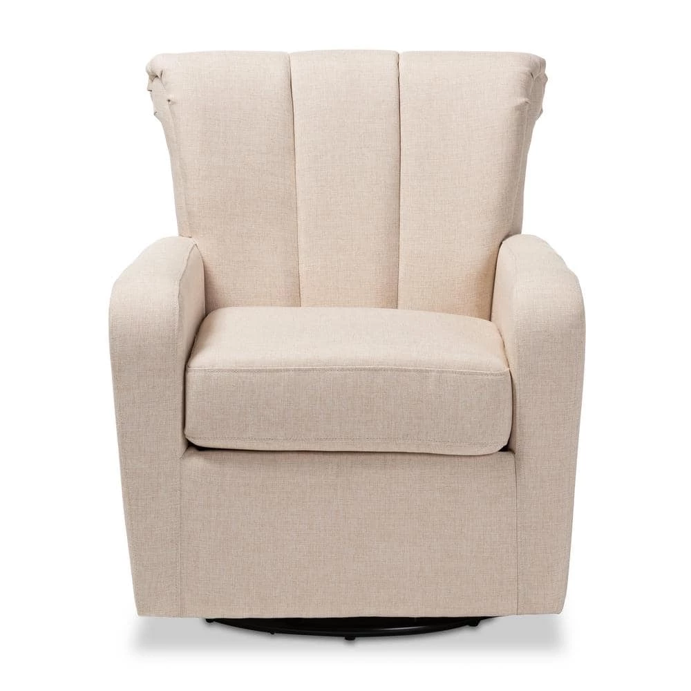 Rayner Beige Fabric Swivel Chair by Baxton Studio - Image 5