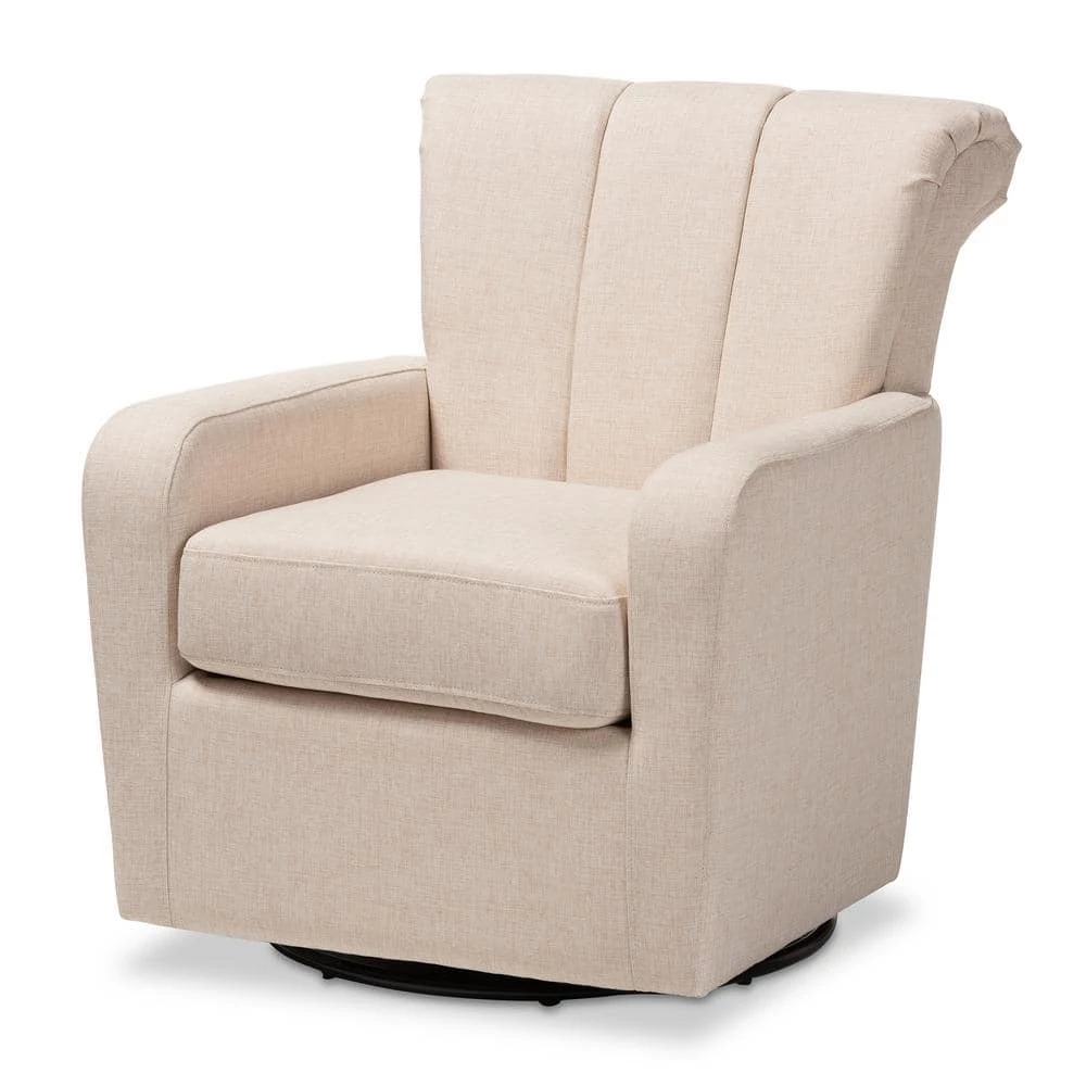 Rayner Beige Fabric Swivel Chair by Baxton Studio