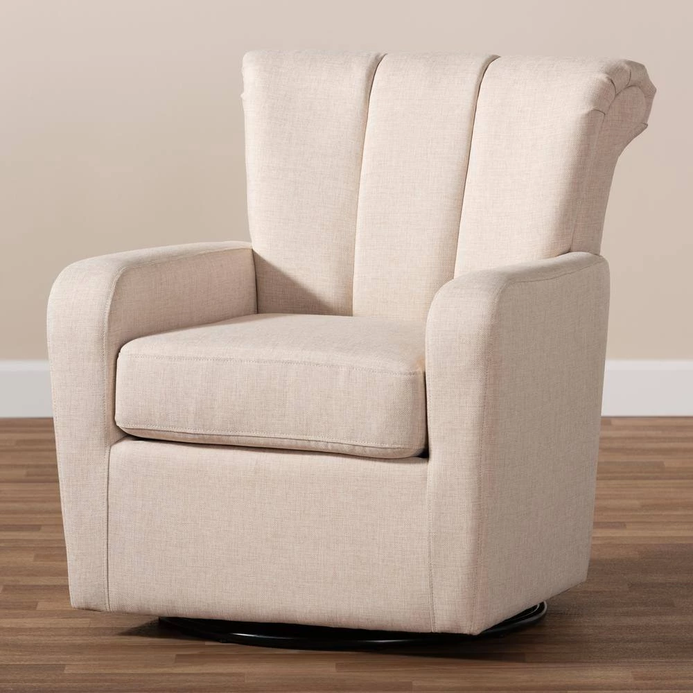 Rayner Beige Fabric Swivel Chair by Baxton Studio - Image 9