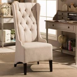 Vincent Beige Fabric Upholstered Accent Chair by Baxton Studio
