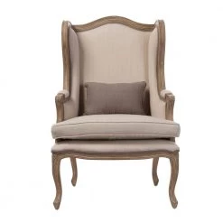 Oreille French Inspired Beige Fabric Upholstered Accent Chair by Baxton Studio