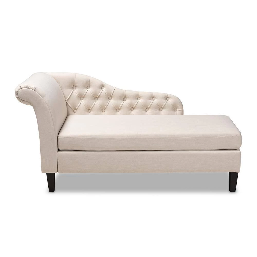 Florent Beige Fabric Chaise Lounge by Baxton Studio - Image 4