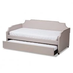 Ally Beige Twin Daybed with Trundle by Baxton Studio