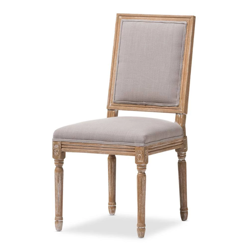 Clairette Beige Fabric Upholstered Dining Chair by Baxton Studio - Image 4