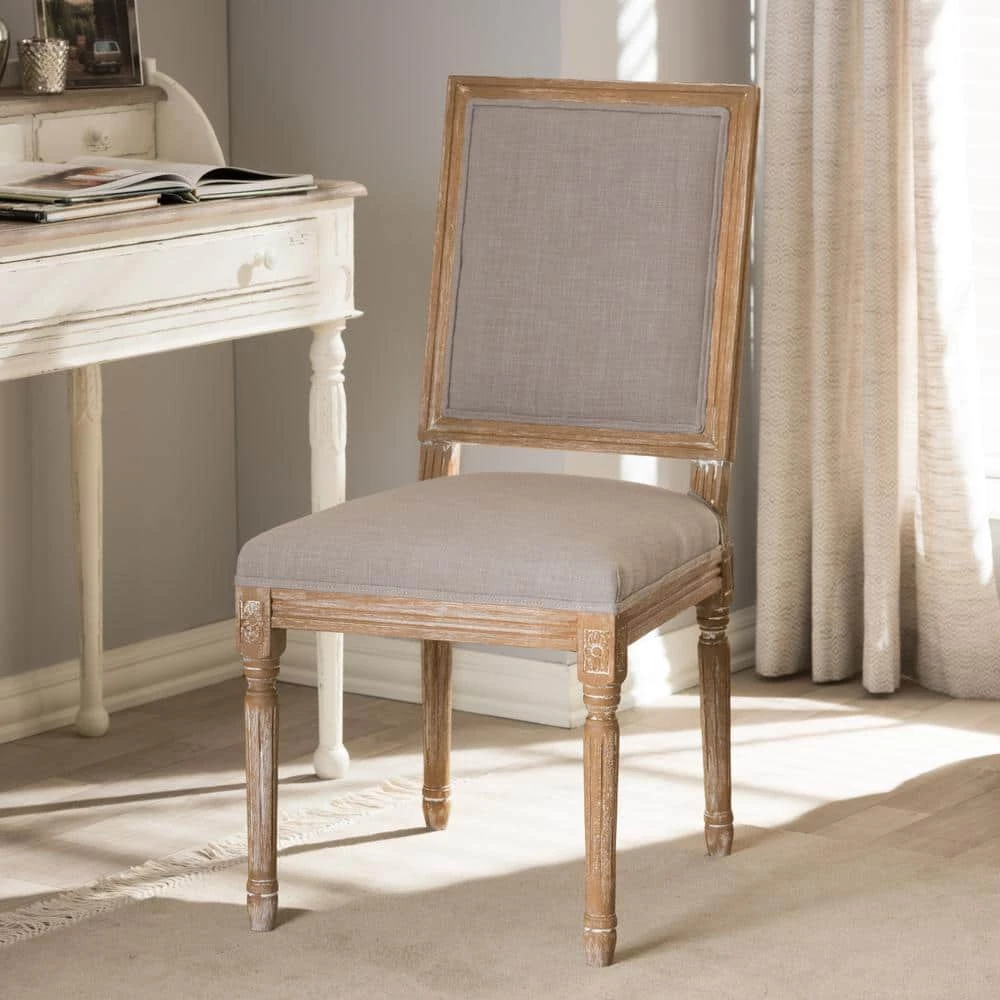 Clairette Beige Fabric Upholstered Dining Chair by Baxton Studio
