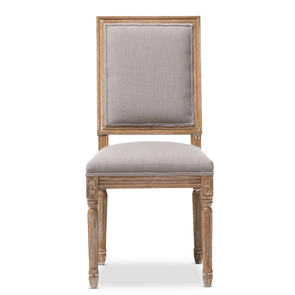 Clairette Beige Fabric Upholstered Dining Chair by Baxton Studio - Image 3