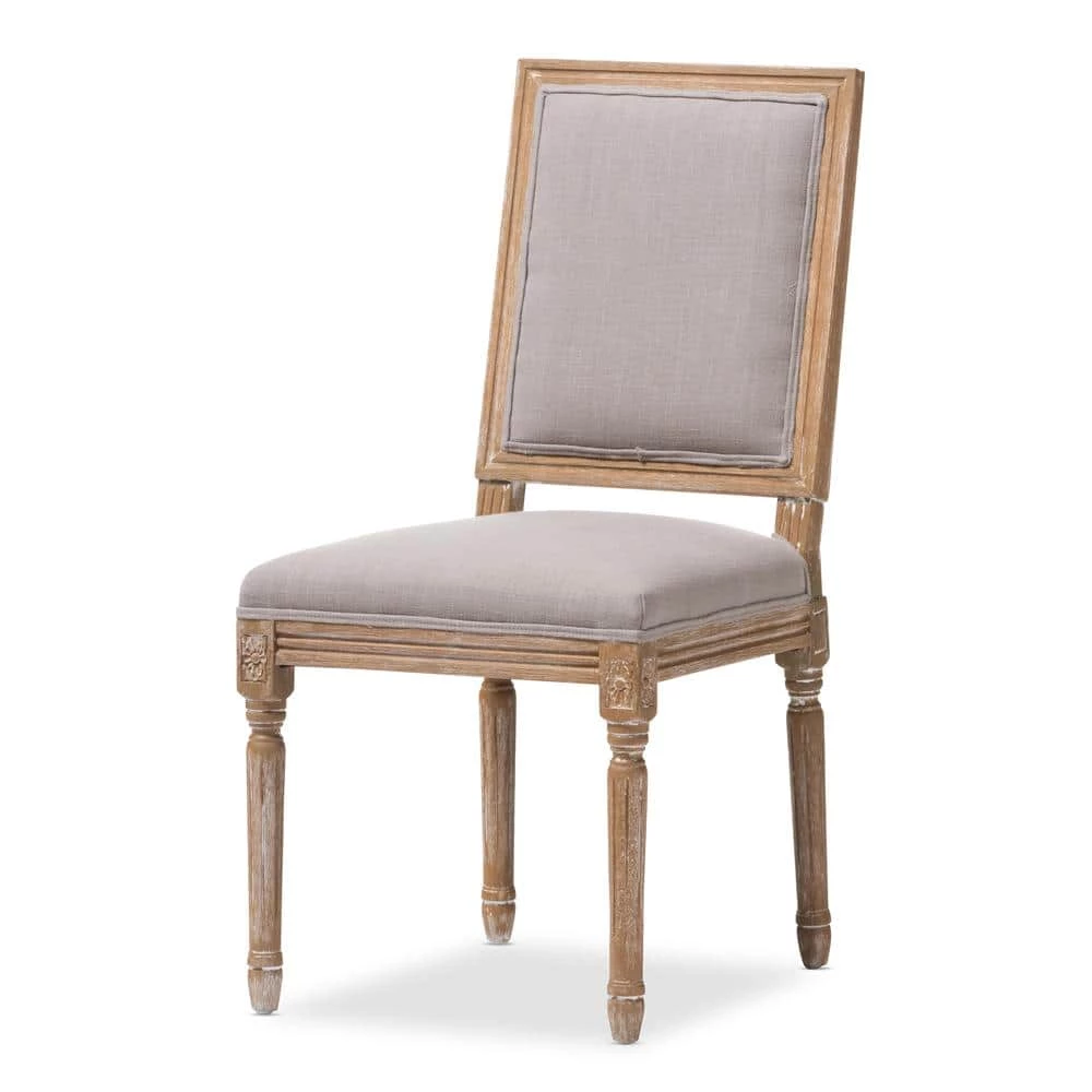 Clairette Beige Fabric Upholstered Dining Chair by Baxton Studio - Image 2
