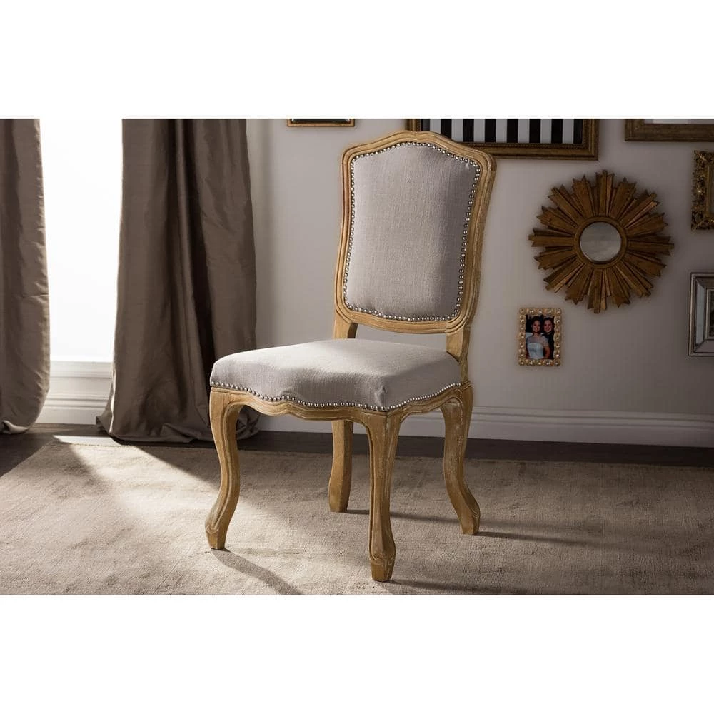 Chateauneuf Beige Fabric Upholstered Dining Chair by Baxton Studio - Image 8