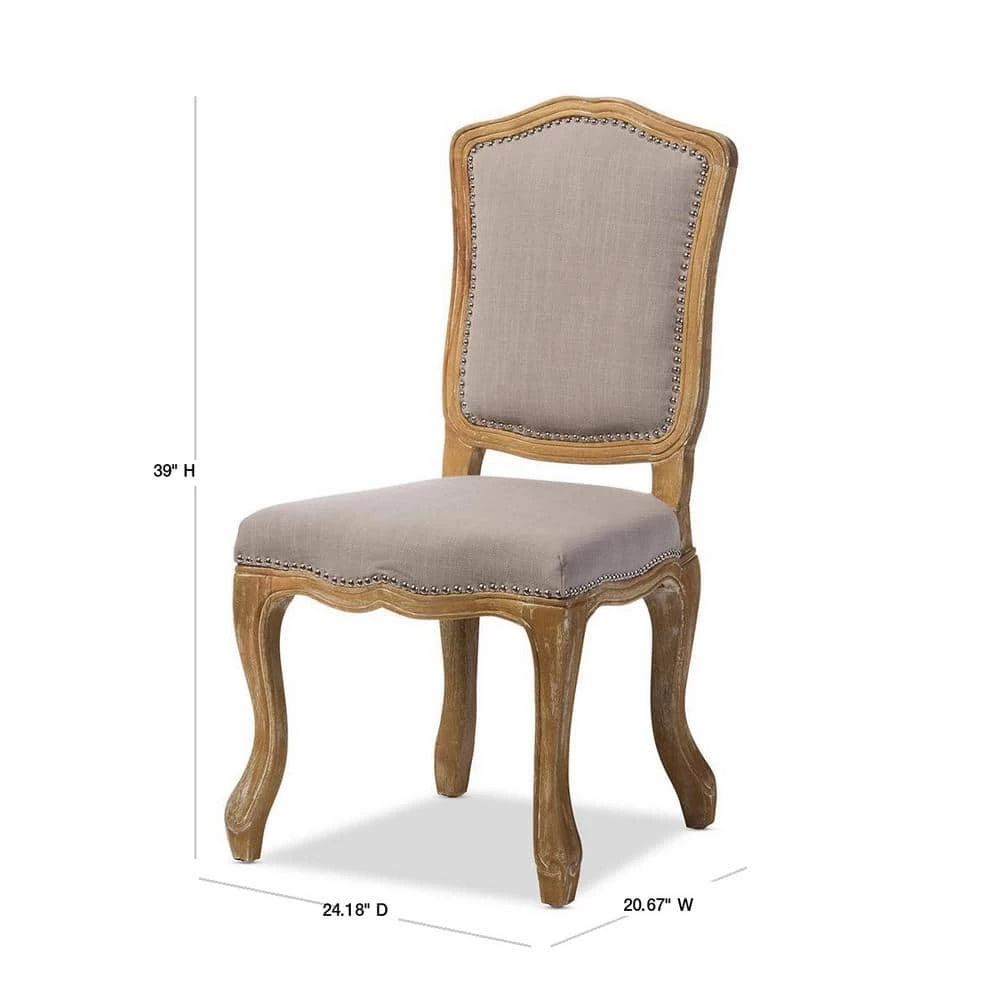 Chateauneuf Beige Fabric Upholstered Dining Chair by Baxton Studio - Image 3