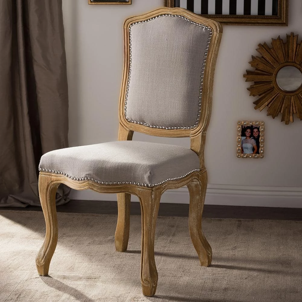 Chateauneuf Beige Fabric Upholstered Dining Chair by Baxton Studio