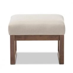 Yashiya Mid-Century Beige Fabric Upholstered Ottoman by Baxton Studio