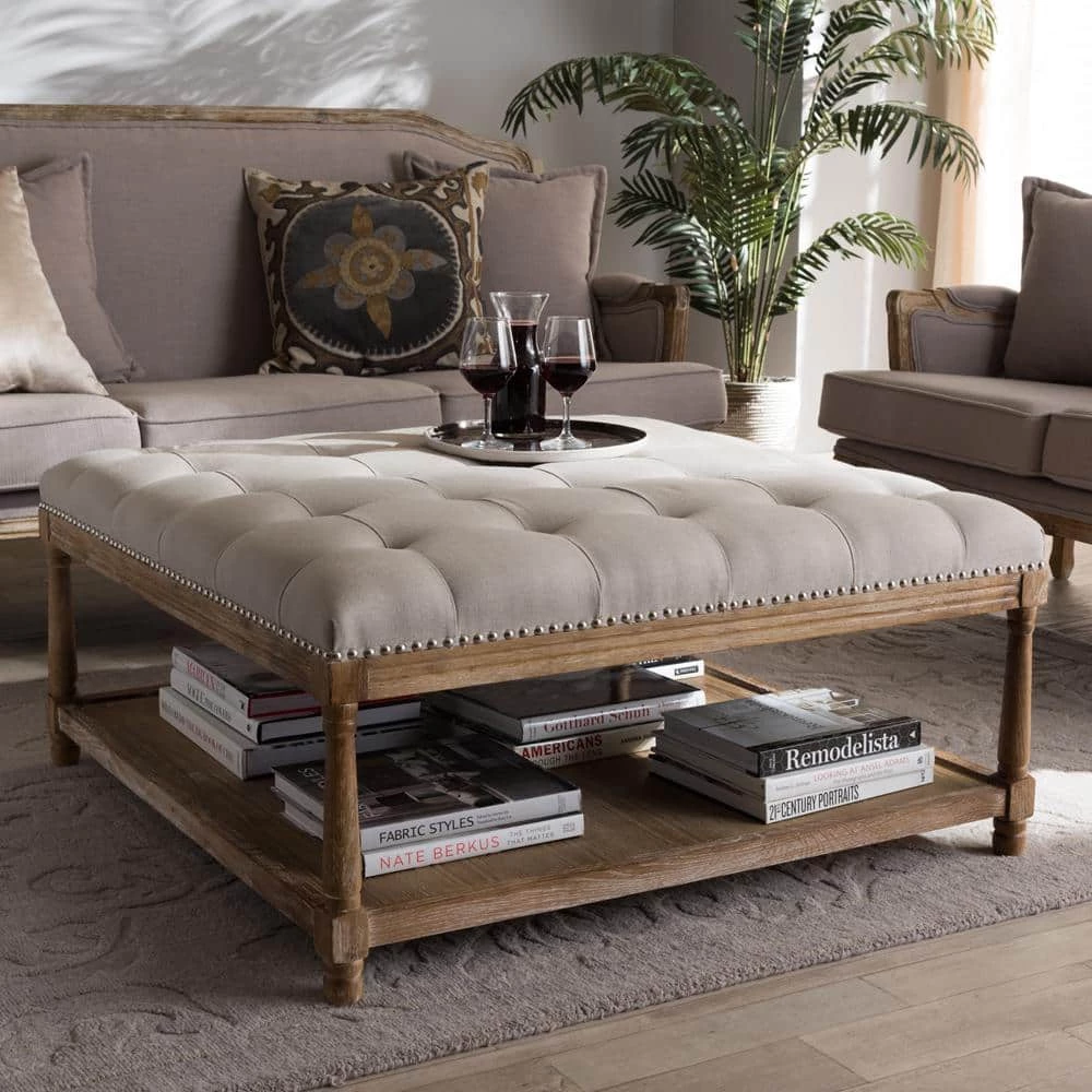 Carlotta Beige Coffee Table Ottoman by Baxton Studio - Image 8