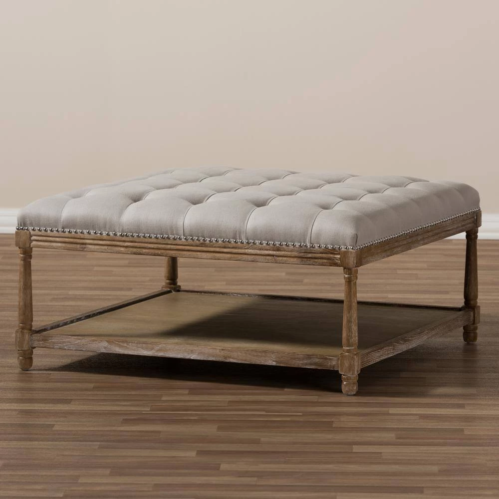 Carlotta Beige Coffee Table Ottoman by Baxton Studio - Image 4