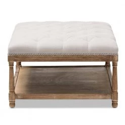 Carlotta Beige Coffee Table Ottoman by Baxton Studio