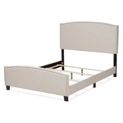 Morgan Beige King Size Panel Bed by Baxton Studio