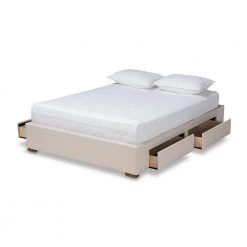 Leni Beige King Platform Storage Bed Frame by Baxton Studio