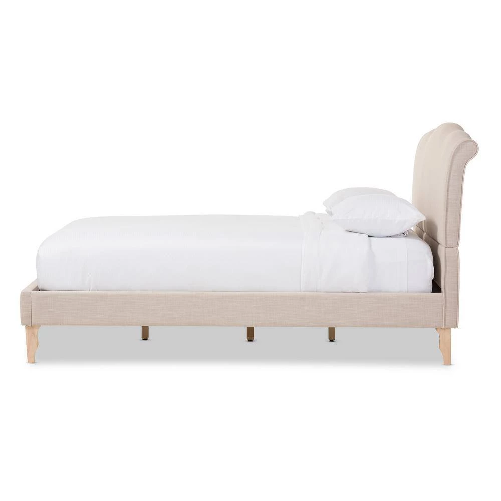 Fannie Beige Queen Upholstered Bed by Baxton Studio - Image 3