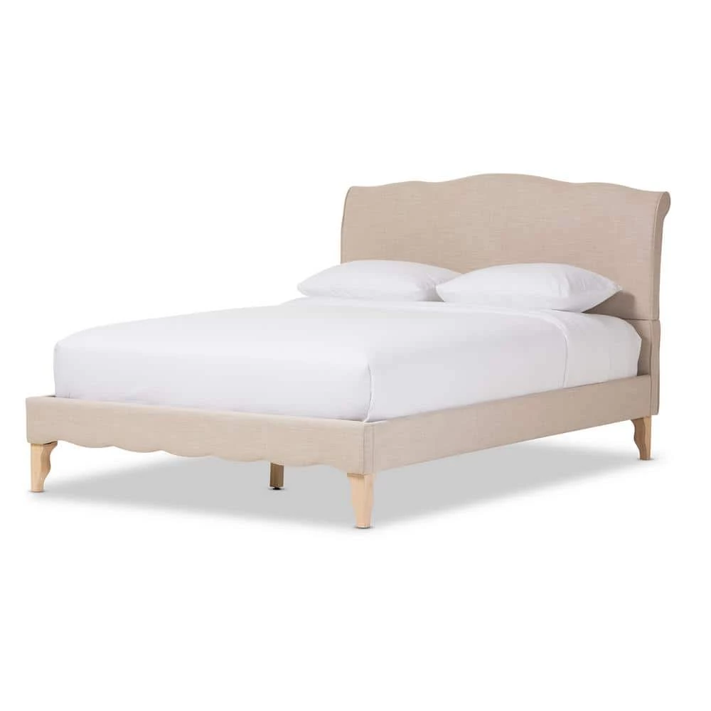 Fannie Beige Queen Upholstered Bed by Baxton Studio - Image 2