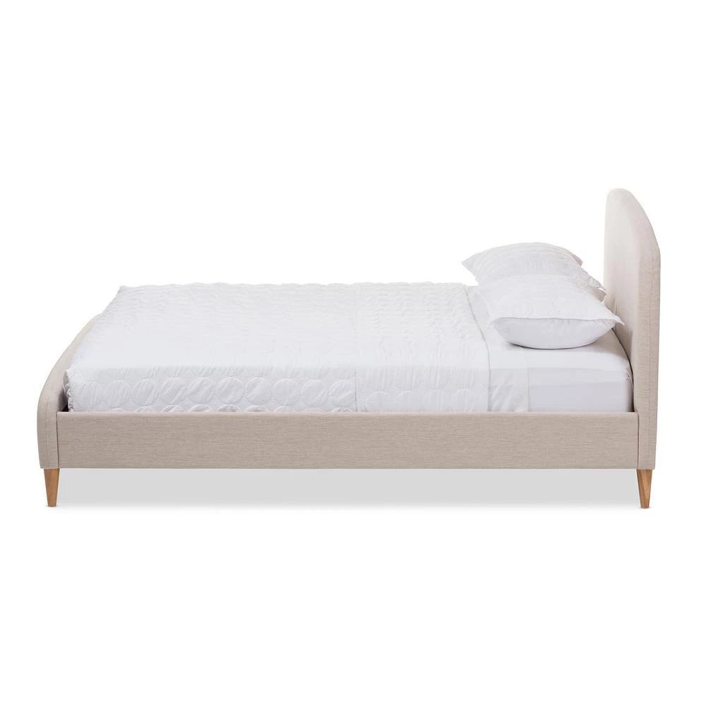 Mia Mid-Century Beige Fabric Upholstered King Size Bed by Baxton Studio - Image 2