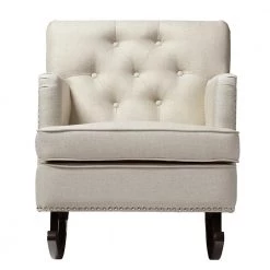 Bethany Contemporary Beige Fabric Upholstered Rocking Chair by Baxton Studio