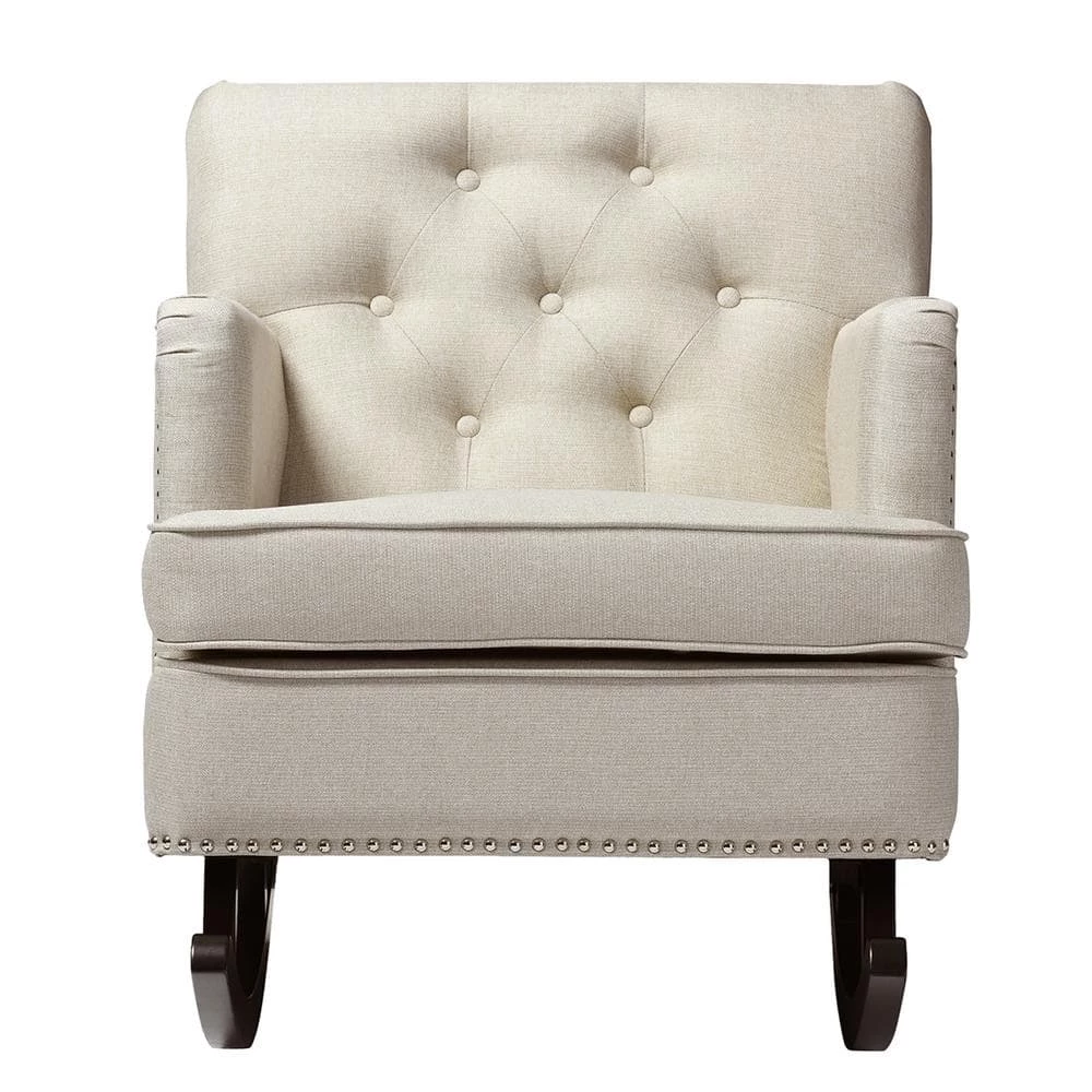 Bethany Contemporary Beige Fabric Upholstered Rocking Chair by Baxton Studio