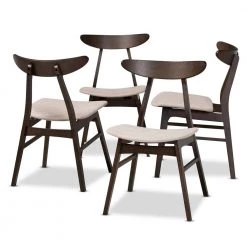 Britte Beige Upholstered Wood Dining Chairs (Set of 4) by Baxton Studio