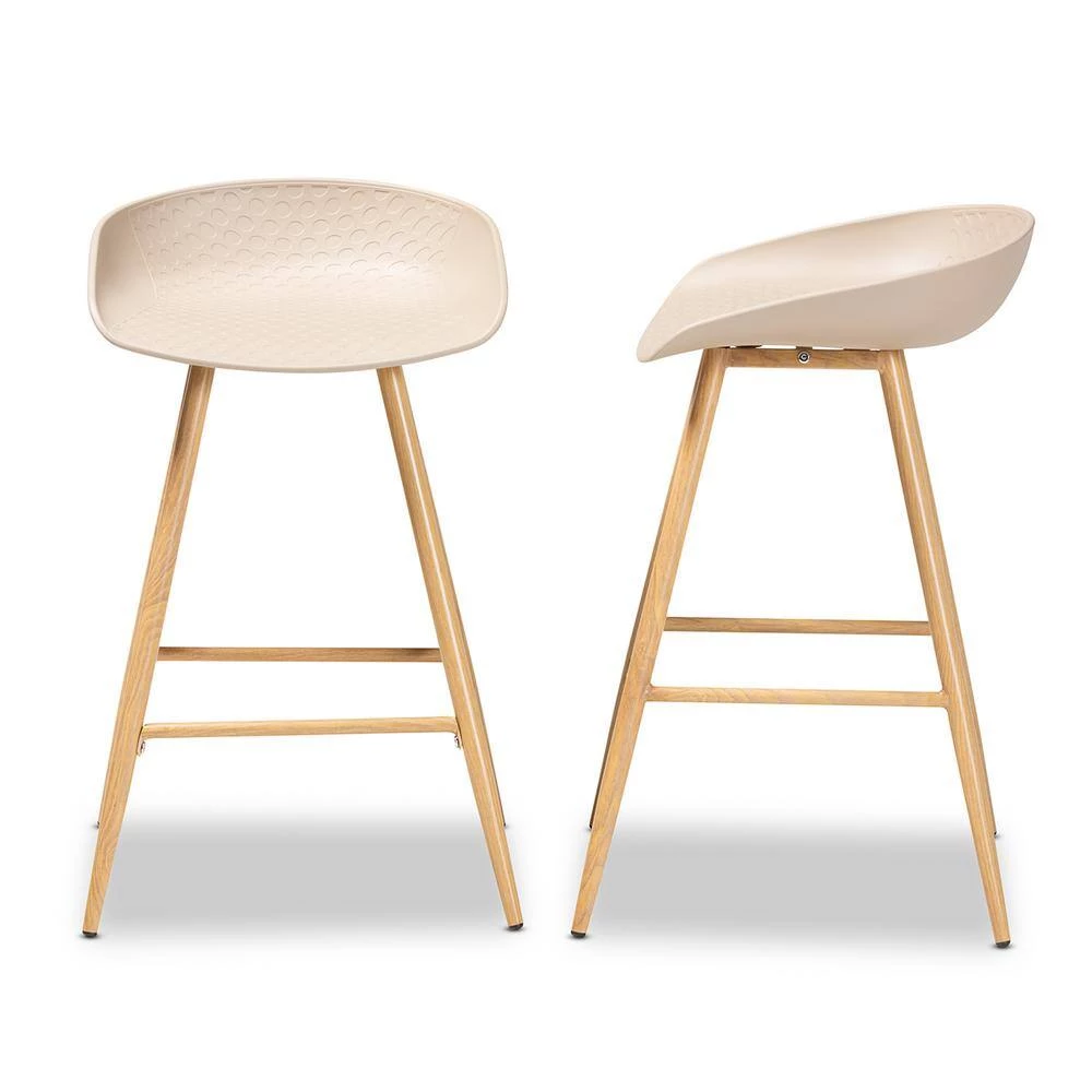 Mairi 24 in. Beige Counter Stools (Set of 2) by Baxton Studio - Image 4