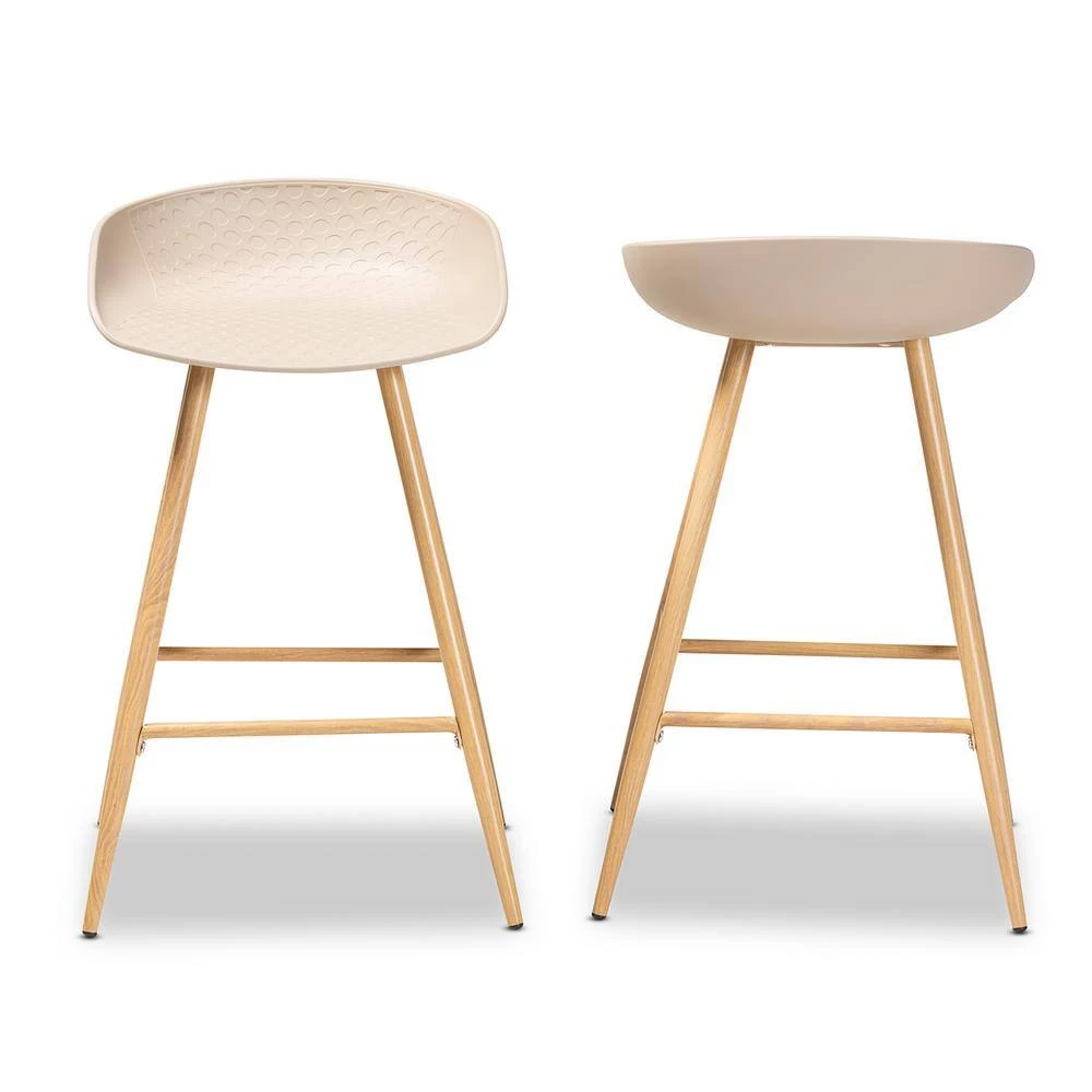 Mairi 24 in. Beige Counter Stools (Set of 2) by Baxton Studio - Image 3